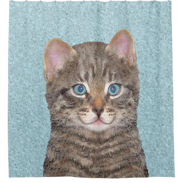 Grey Tabby Cat Painting - Cute Original Cat Art (Front)