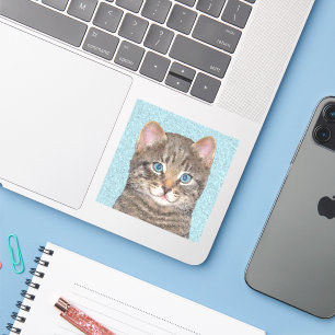 Grey Tabby Cat Painting - Cute Original Cat Art