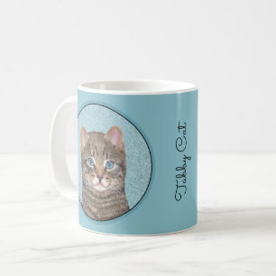 Grey Tabby Cat Painting - Cute Original Cat Art Coffee Mug