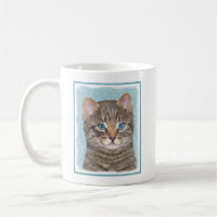 Grey Tabby Cat Painting - Cute Original Cat Art