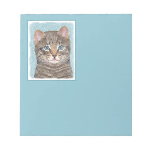 Grey Tabby Cat Painting - Cute Original Cat Art Notepad