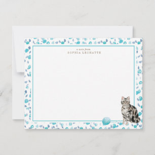 Grey Tabby Cat Personalized Stationery Card