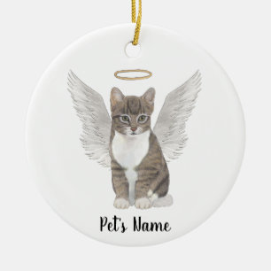 Grey Tabby Cat Sympathy Memorial  Ceramic Ornament