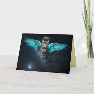 Grey Tabby Cosmic Angel Sympathy Card