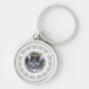 grey tabby keychain