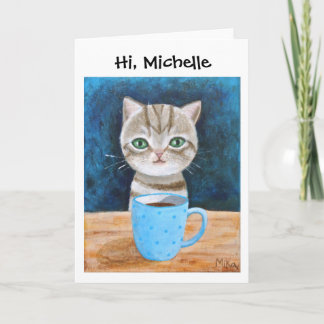 Grey Tabby Kitten Cat Funny Cute Custom Greeting Card
