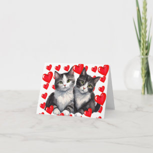 Grey Tabby Kittens & Hearts a Purr-fect Valentine Holiday Card