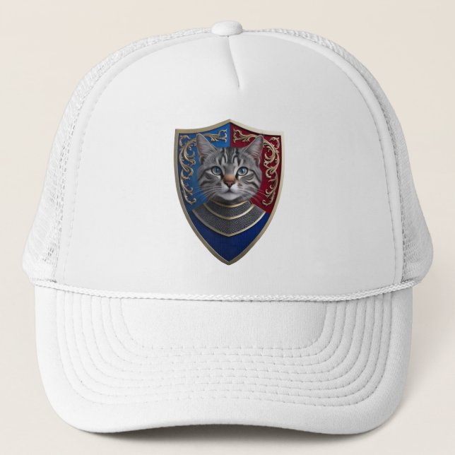 Grey Tabby Shield Baseball Cap (Front)