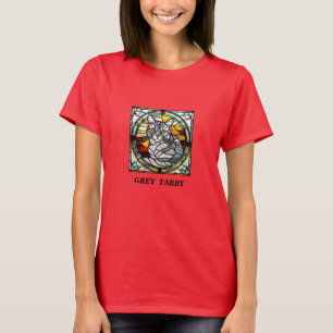Grey Tabby Stained Glass T-Shirt