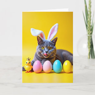 Grey Tabby Yellow Scene Card