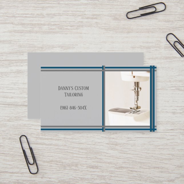  Grey Tailor Sewing Machine Business Card  (Front/Back In Situ)