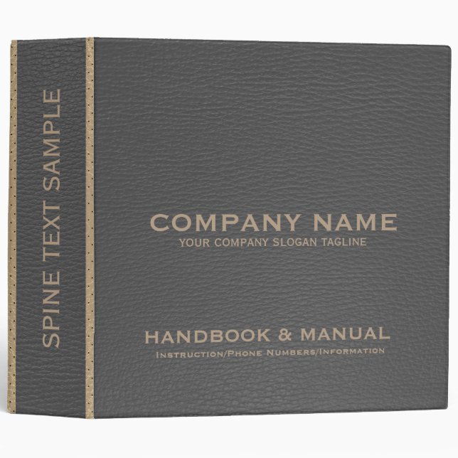 Grey & Tan Faux Leather Look Binder (Front/Spine)