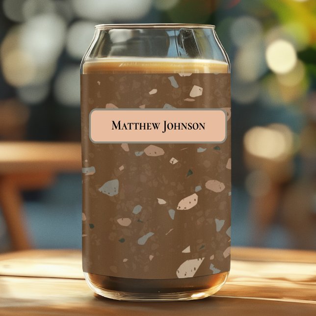 Grey Tan Glass Chips Brown Retro Terrazzo Pattern (Creator Uploaded)