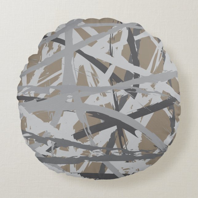 Grey Tan Lines CIRCLE OF LIFE Throw Pillow (Front)