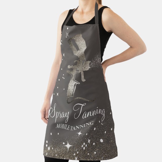 Grey Tan Spray Sparkling Gold Girly Makeup Apron (Insitu)