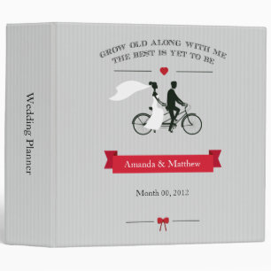 Grey Tandem Bicycle Wedding Planning Binder