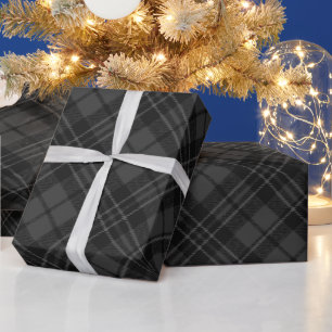 Grey tartan Christmas plaid holidays pattern Wrapping Paper