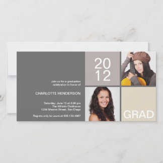 Grey taupe modern block class of grad announcement