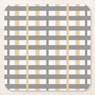 Grey Taupe Modern Stripe Design by ©Cathy Thompson Square Paper Coaster