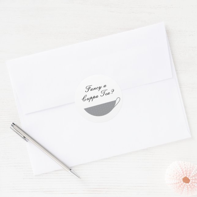 Grey Teacup Envelope Seal & Sticker (Envelope)