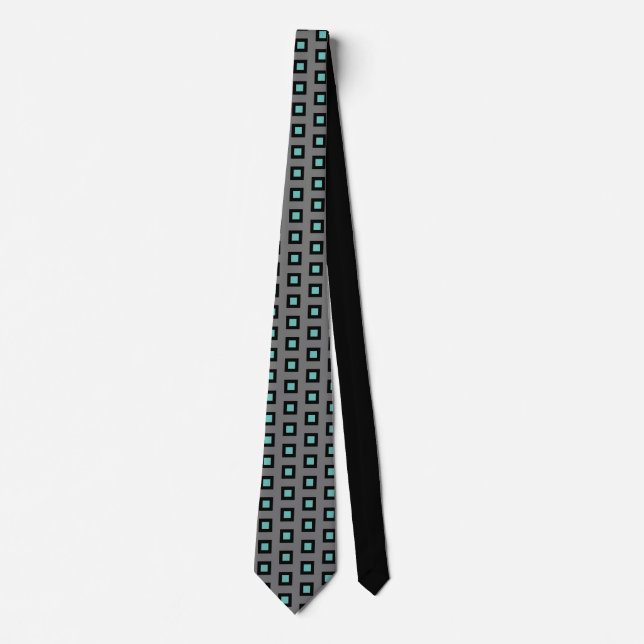 Grey, Teal and Black Striped   Tie (Front)