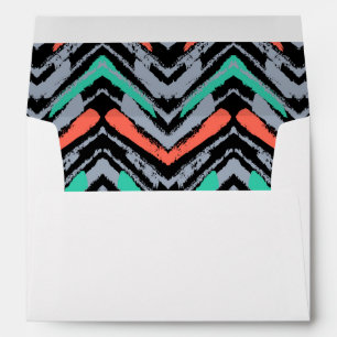Grey, Teal, And Coral Hand Drawn Chevron Pattern Envelope