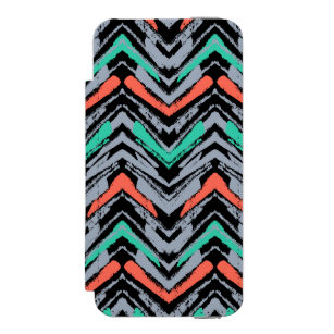 Grey, Teal, And Coral Hand Drawn Chevron Pattern Incipio Watson™ iPhone 5 Wallet Case