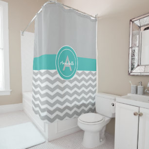 Grey Teal Chevron