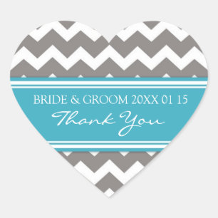 Grey Teal Chevron Thank You Wedding Favour Tags