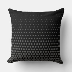 Grey Techno Dots Modern Black Throw Pillow