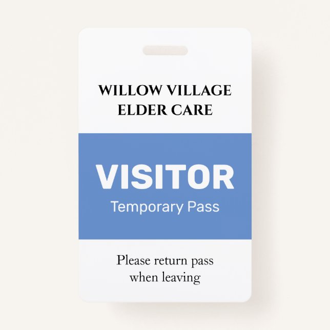 Grey Temporary Guest Pass Hospital Care Home Badge (Front)