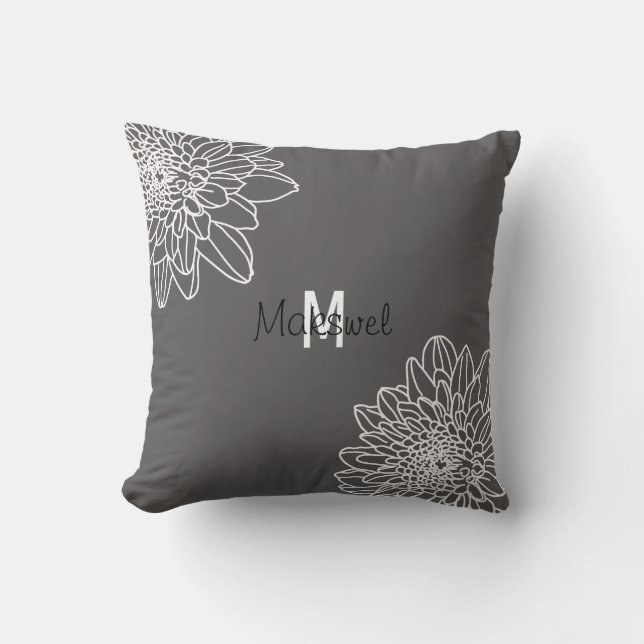 Grey tendance avec Fleurs blanches et Coussin de n (Recto)
