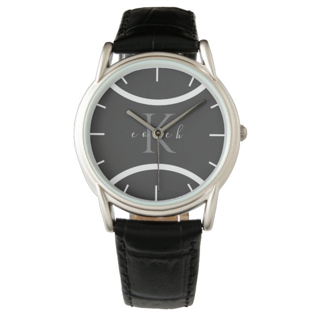 Grey Tennis Ball Name Initial Monogrammed Coach    Watch (Front)