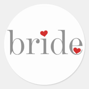 Grey Text Bride Classic Round Sticker