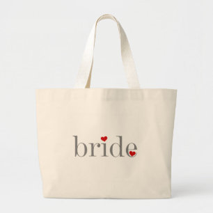 Grey Text Bride Large Tote Bag