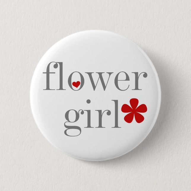 Grey Text Flower Girl 2 Inch Round Button (Front)