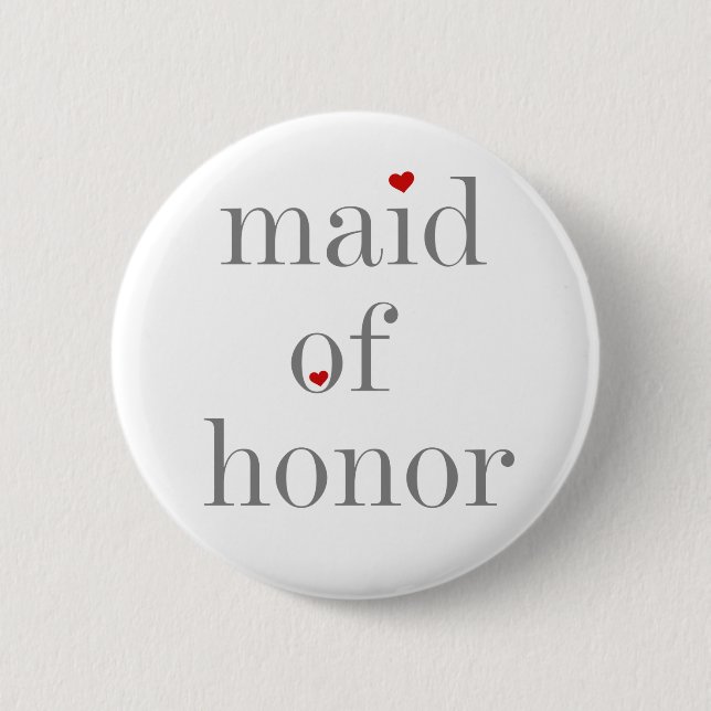 Grey Text Maid of Honour 2 Inch Round Button (Front)