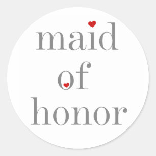 Grey Text Maid of Honour Classic Round Sticker
