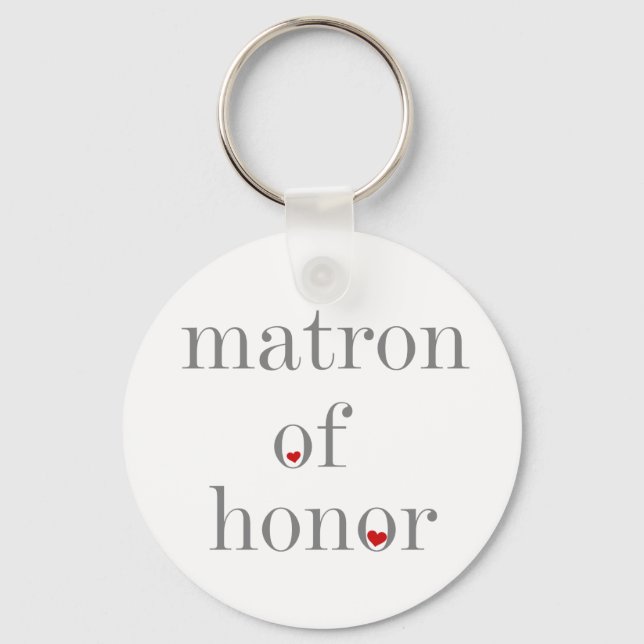 Grey Text Matron of Honour Keychain (Front)