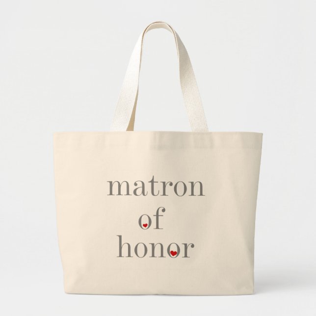 Grey Text Matron of Honour Large Tote Bag (Front)