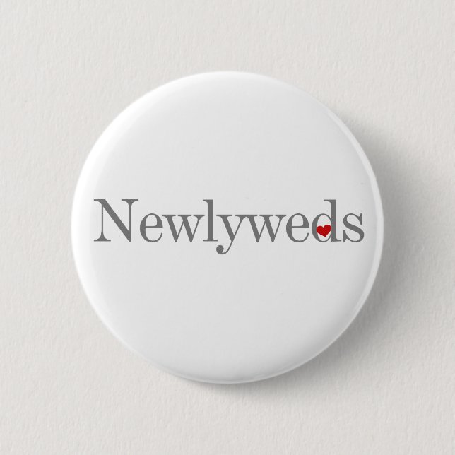 Grey Text Newlyweds 2 Inch Round Button (Front)