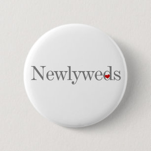 Grey Text Newlyweds 2 Inch Round Button