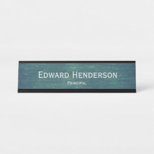 Grey Text on Chalkboard Desk Name Plate