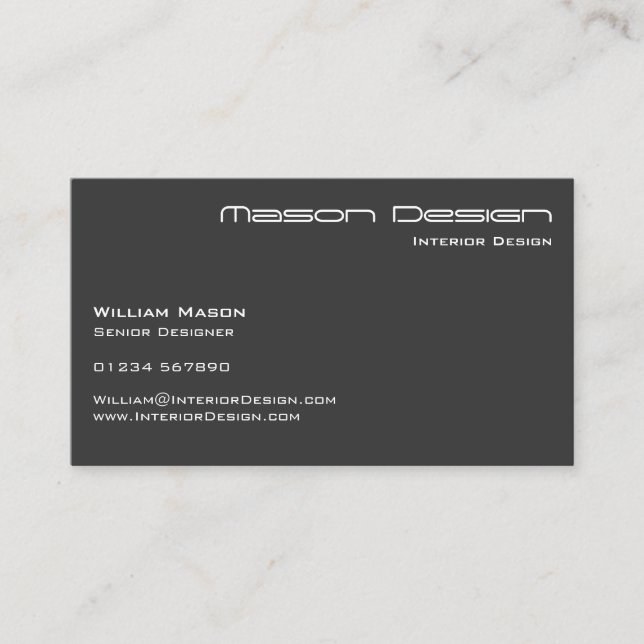 Grey Text Only Modern Minimalistic Business Card (Front)