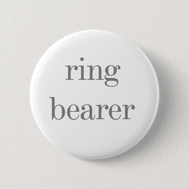 Grey Text Ring Bearer 2 Inch Round Button (Front)