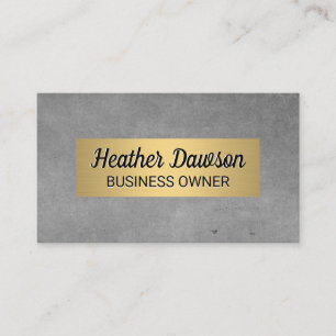 Grey Texture and Metallic Gold Lux Business Card