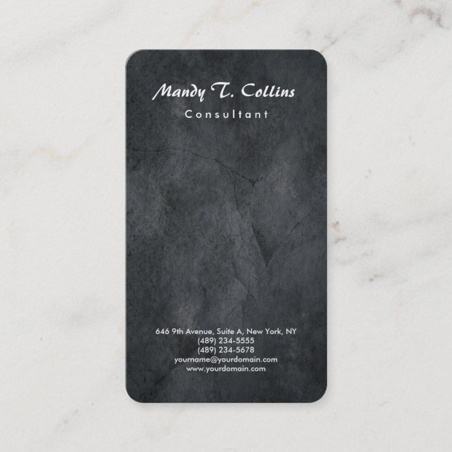 Grey Texture Brush Script Minimalist Modern Business Card (Front)