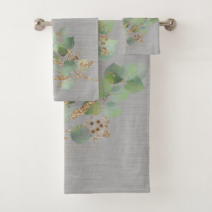 GREY TEXTURE SAGE EUCALYPTUS BATHROOM TOWEL SET