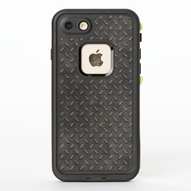 Grey Textured Industrial Metal Pattern LifeProof iPhone Case (Back)