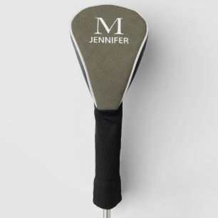 Grey Textured Leather Monogram Personalized Name Golf Head Cover